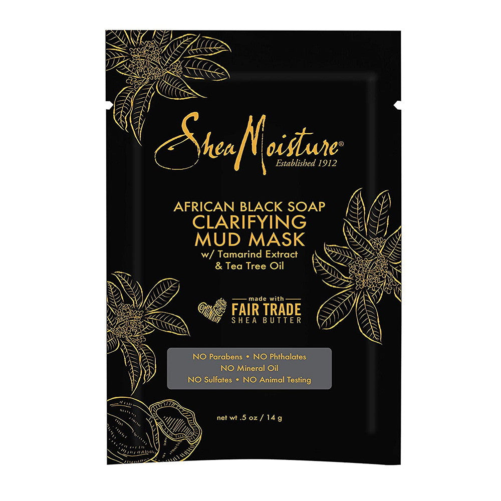 Shea Moisture African Black Soap Face Mud Mask Packette, 0.5 Oz